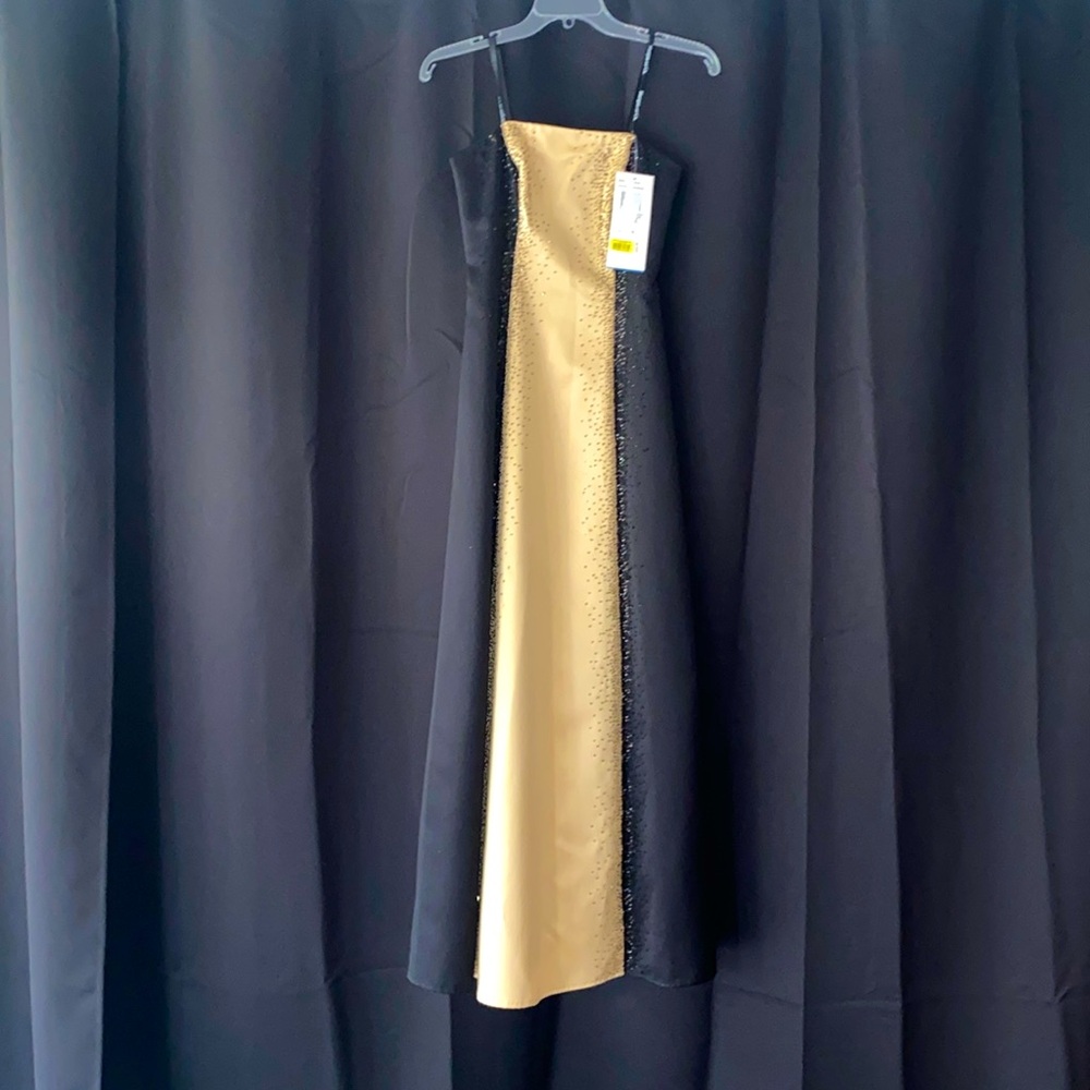 Morgan and Co by Linda Burnell Strapless Dress Black and Gold formal dress